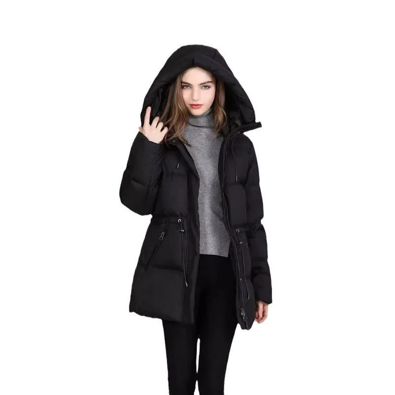 Women's Winter Tops Jacket Cotton Coat Hooded Waisted Mid-length Warm Warm Thickened Vintage Comfortable Leisure Designed Niche