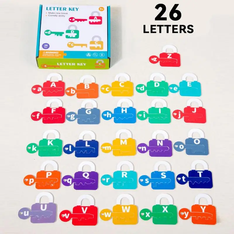 Alphabet Matching Game Wood Letter Recognition Keys And Locks Matching Game Early Developmental Supplies Educational Preschool