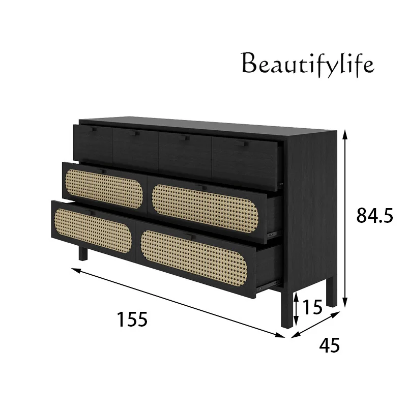 

Nordic medieval solid wood large-capacity drawer cabinet household simple wall decoration storage cabinet