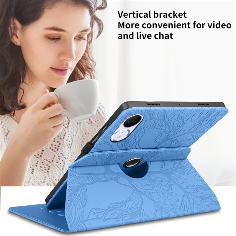 حافظة جلدية PU مقاومة للصدمات تدور 360 درجة لهاتف Honor Pad 9 V9 X9a X8a X9 11.5 بوصة مع غطاء حامل بمسند