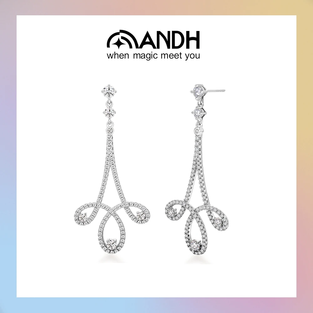 

ANDH Moissanite Drop Earrings Vintage-Inspired Design Luxury Pendant Earrings Wedding Party Evening Wear Women's Elegant Jewelry