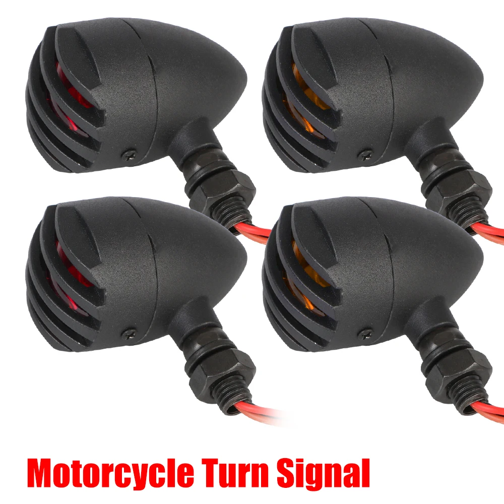 2Pcs Metal For Honda for Suzuki for Cafe Racer Flasher Halogen Turn Signal Retro Fence Motorcycle Blinker Light Indicator