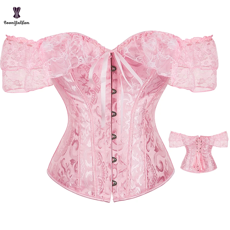 8 Colors Available Front 6 Busk Closure Victorian Bodice Lingerie Corset Lace Corselet Women Body Shaper Waist Trainer Bustier