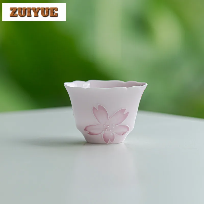 2p/lot Arita Porcelain Flower Mouth Tea Cup Hand-painted Cherry Blossom Master Cup Small Tasting Mug Luxury Meditation Cup 45ml 