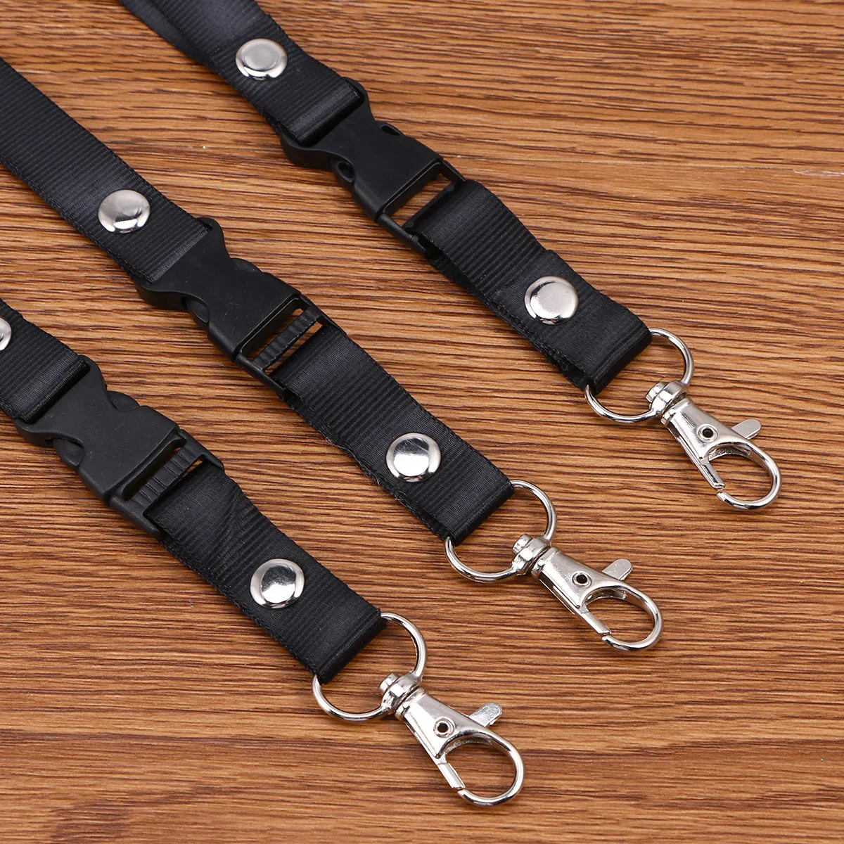 

3Pcs Black Detachable Lanyard Neck Strap Polyester Rope Clip Insert Buckle for Id Card Badge Holder Work School
