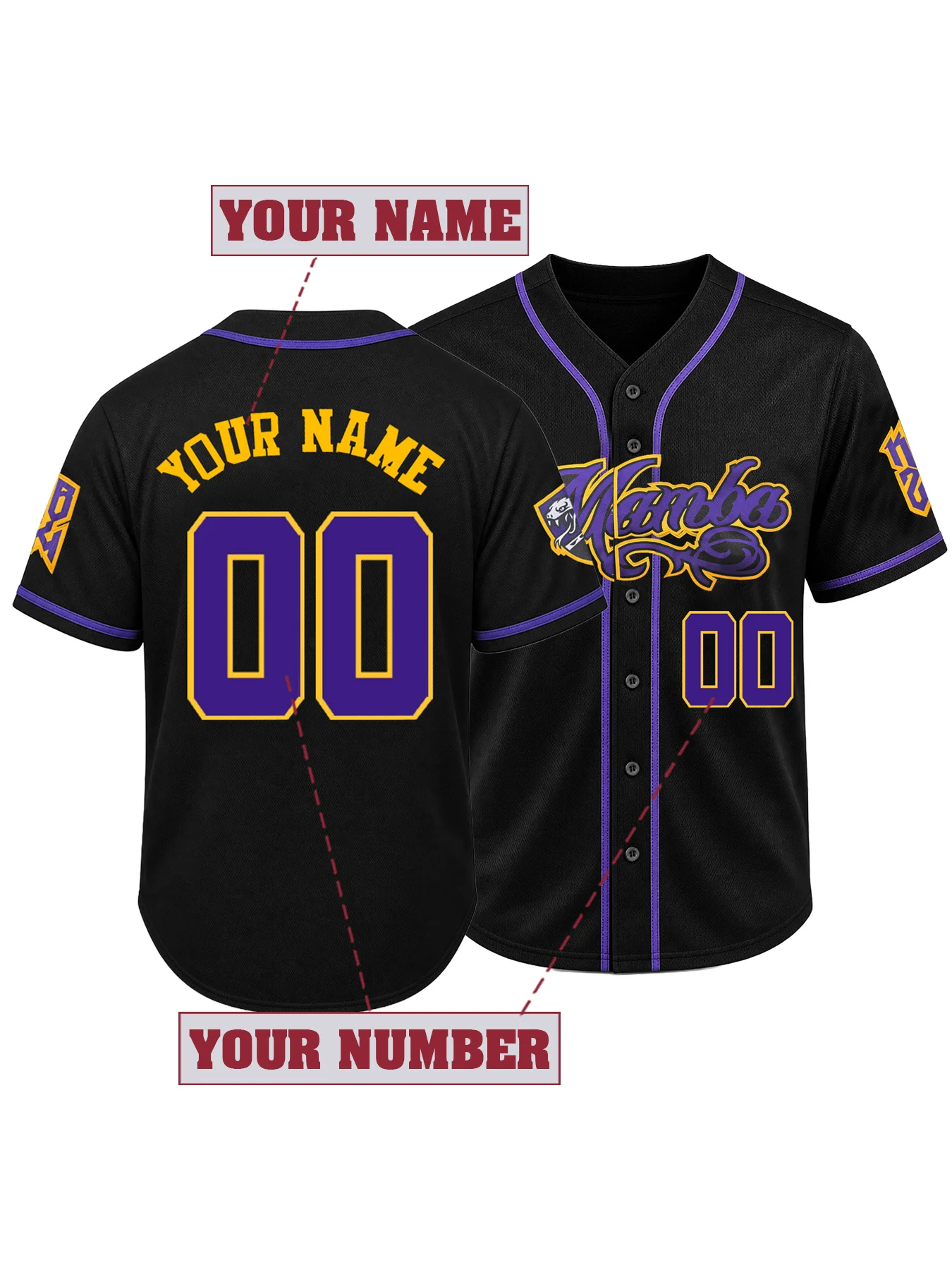 Customized Name And Number Design,Men's Short Sleeve Loose Breathable Embroidered Baseball Jersey,Sports Shirt for Team Training