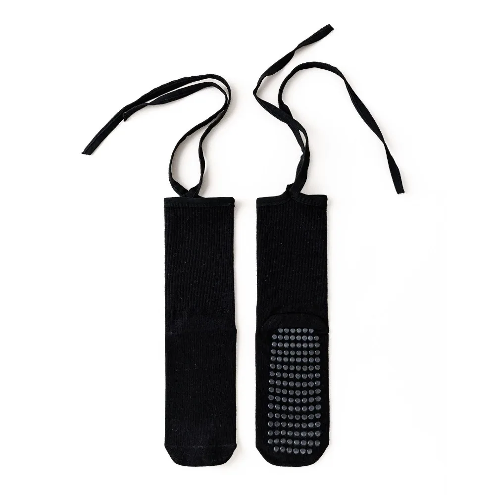 

Colorful Silicone Dots Lace-up Yoga Socks Cotton Anti Slip Pilates Socks Women Mid-calf Professional Mid Length Socks Pilates
