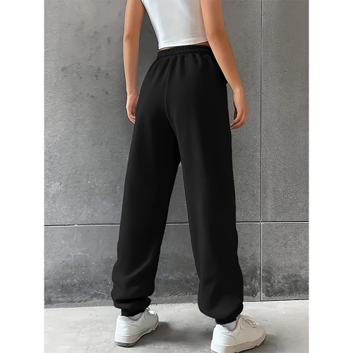 Imagen 2 del producto Pantalones de chándal sueltos informales para mujer, pantalones con cordón, cintura elástica, color sólido, ropa de calle, nueva moda