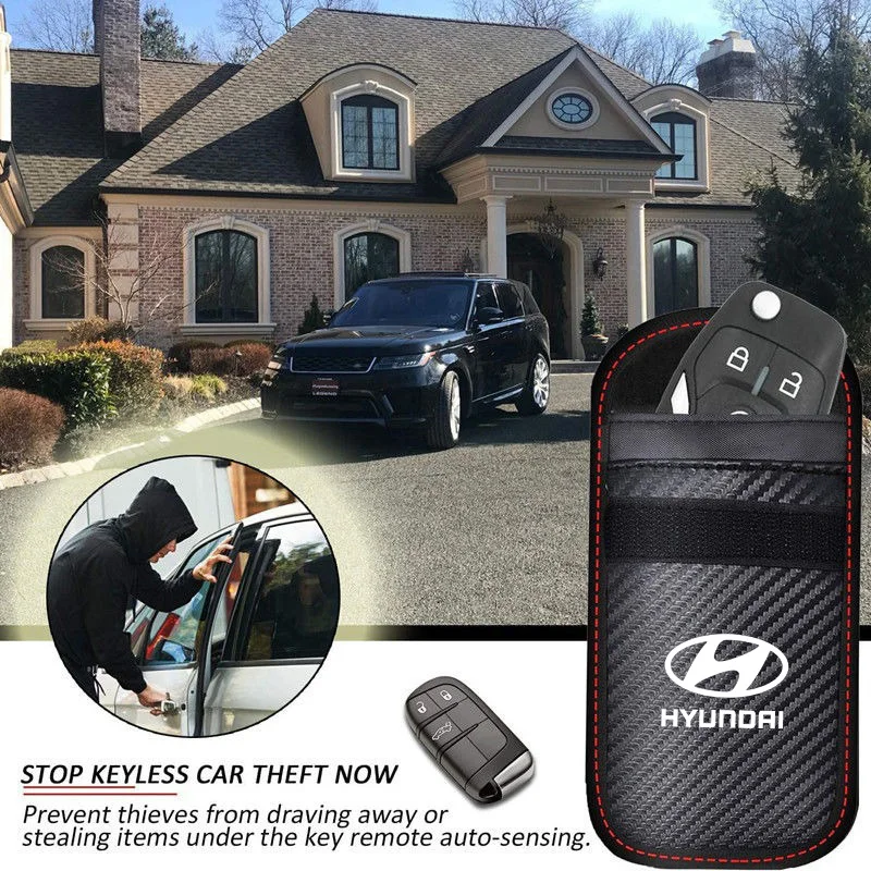 For Hyundai N Line I10 I20 I30 Tucson Accent Elantra Santafe Sonata Azera Car Key Case Signal Blocker Bag RFID Shielding Pocket