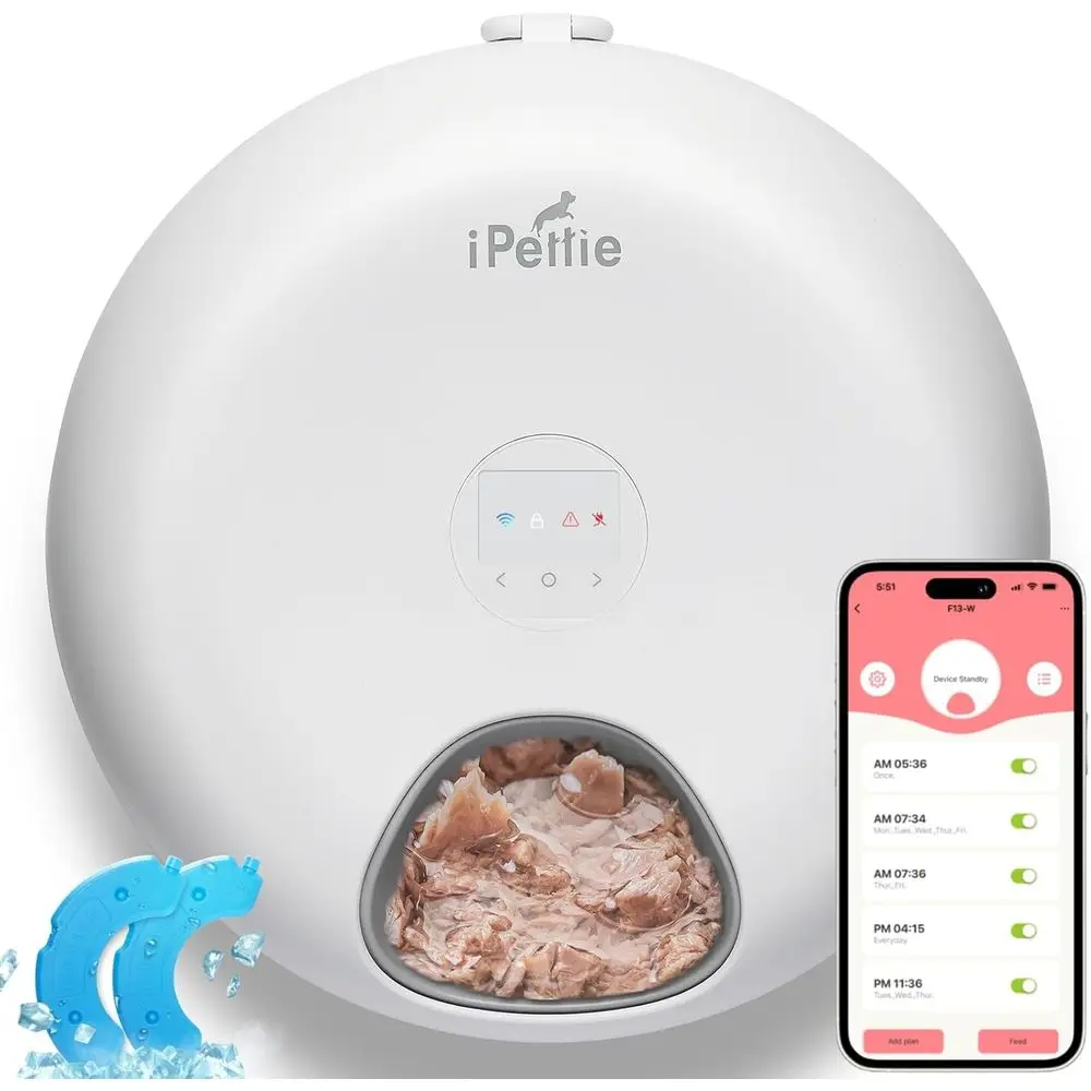

6-Meal Automatic Pet Feeder with App Control, Dry & Wet Food Dispenser, Smart Timer, Holds 3 lb. Food