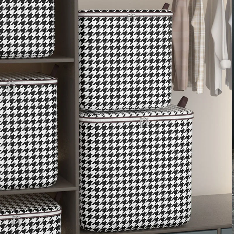 houndstooth Clothes quilt storage bag Wardrobe sorting storage box Move and pack portable collapsible bags