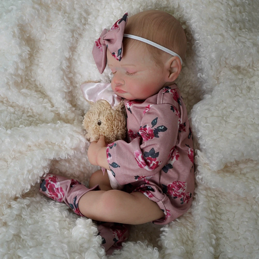 Baby Reborn Girl Painted Realistic 48cm Girl Girl Body Silicone Girl With Plush Toy