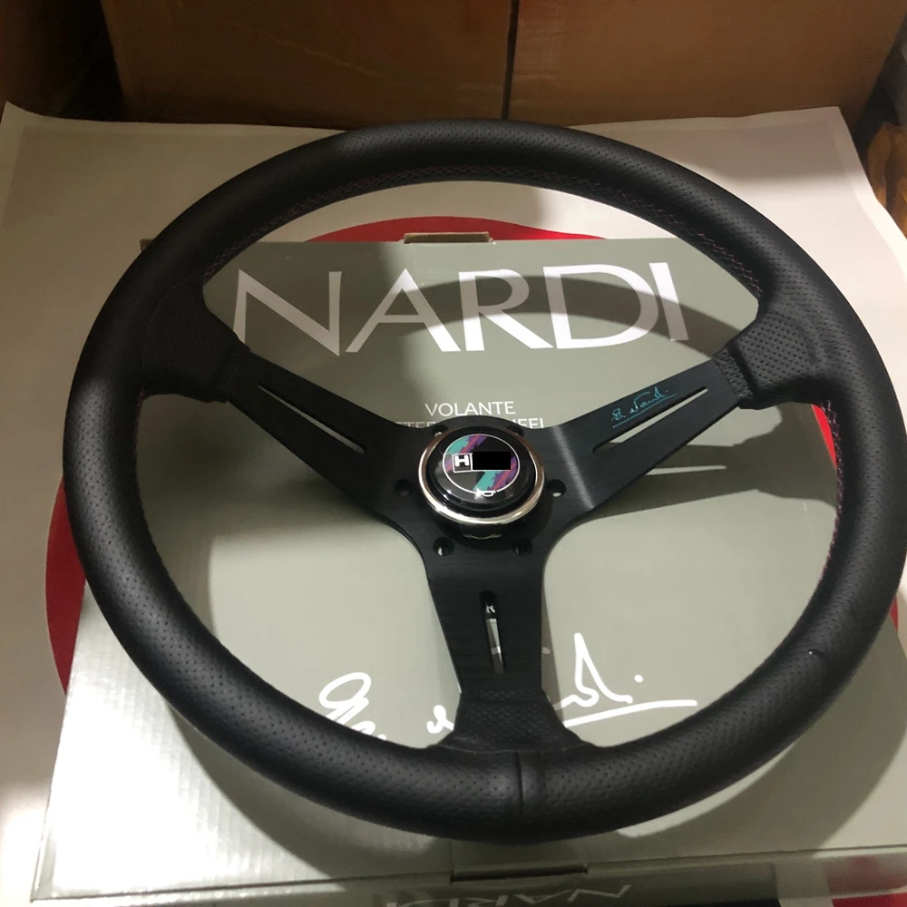 14Inch Drift Universal Nardi X HK Steering Wheel Car JDM Racing Real Leather Nardi Steering Wheel Volantes For VW HONDA TOYOTA