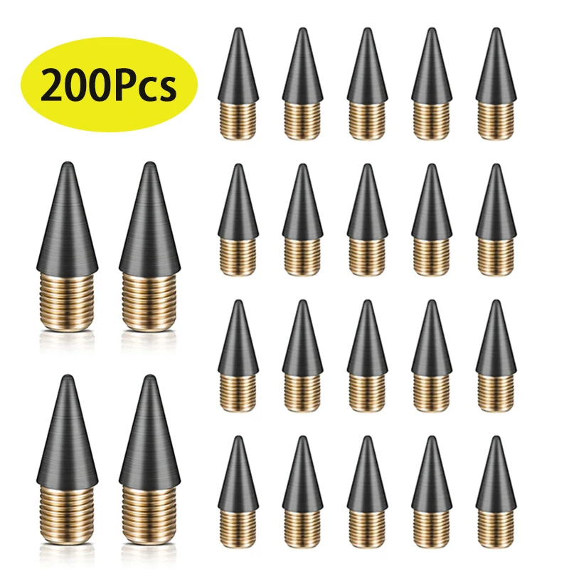 Metal Lápis Cabeça Substituição Nibs, Forever Pen Tip, Everlasting Recargas, Inkless, 200Pcs