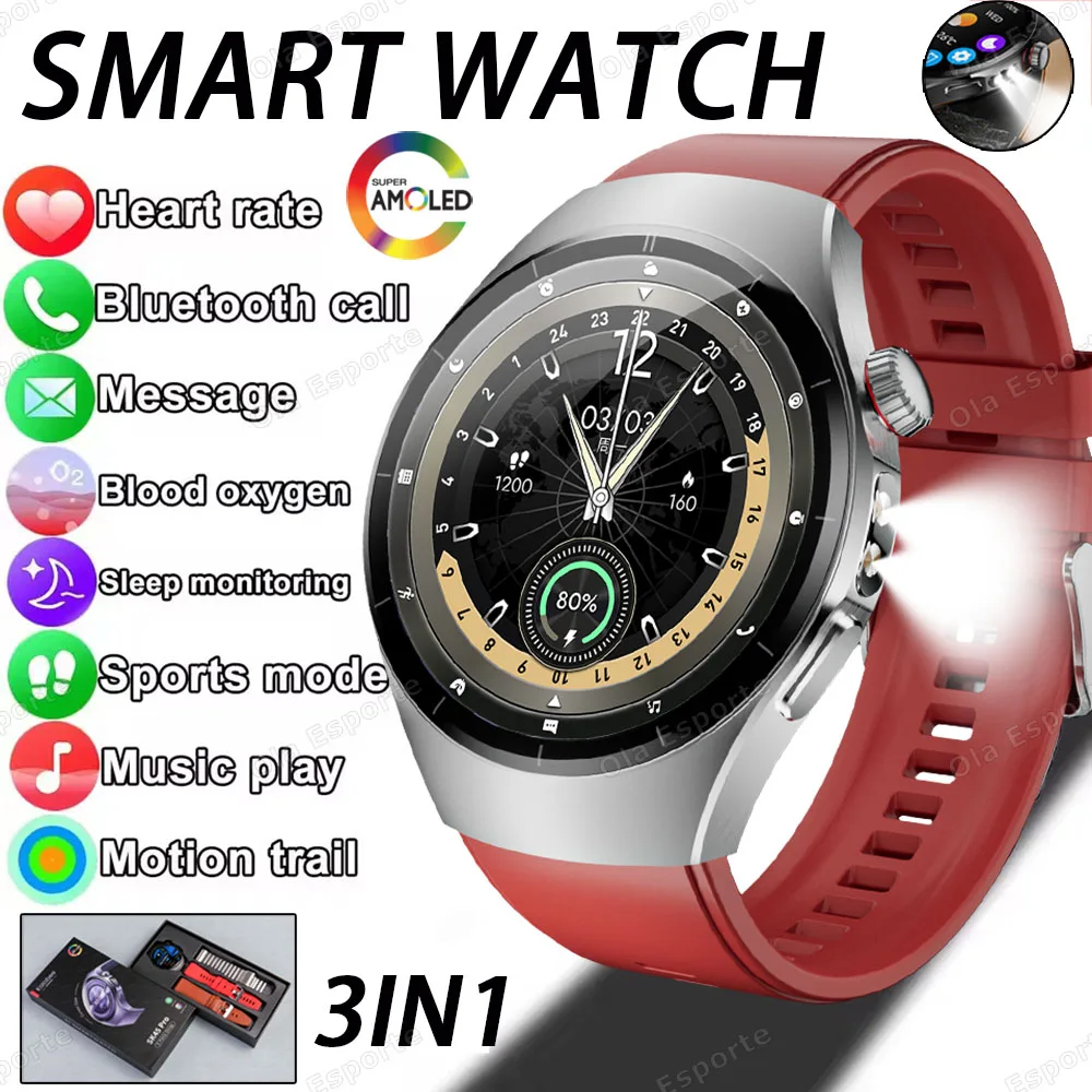 

Светодиодный фонарик Смарт-часы для мужчин 360*360 AMOLED-экран монитор здоровья IP68 водонепроницаемые спортивные умные часы для женщин на открытом воздухе для Android