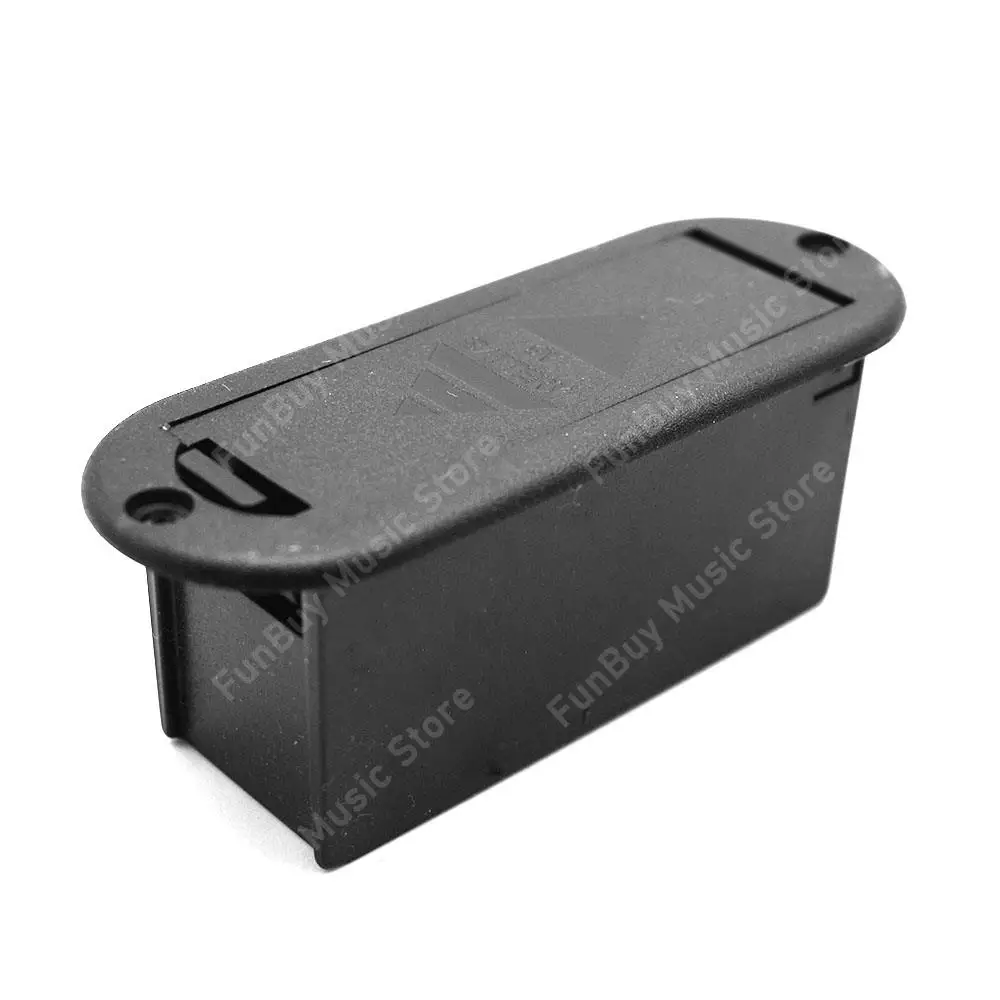 Guitar Parts 9V Battery Case Holder Cover Box for Acoustic Guitar Bass Pickup Black of 1pcs