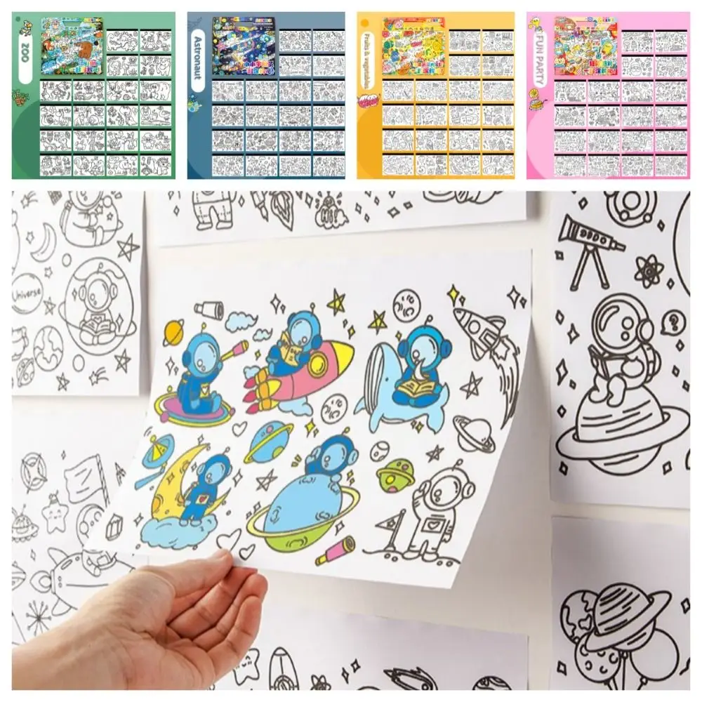 Livre d'activités de coloriage en papier Montessori pour enfants, espace animal, jouet de remplissage de documents, portable, enfants, tout-petits