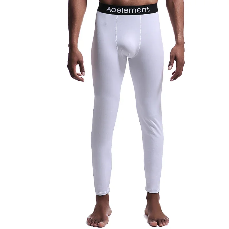 Men's long johns single-piece fleece thin panties, youth line pants, thermal pants, slim-fitting autumn and winter leggings