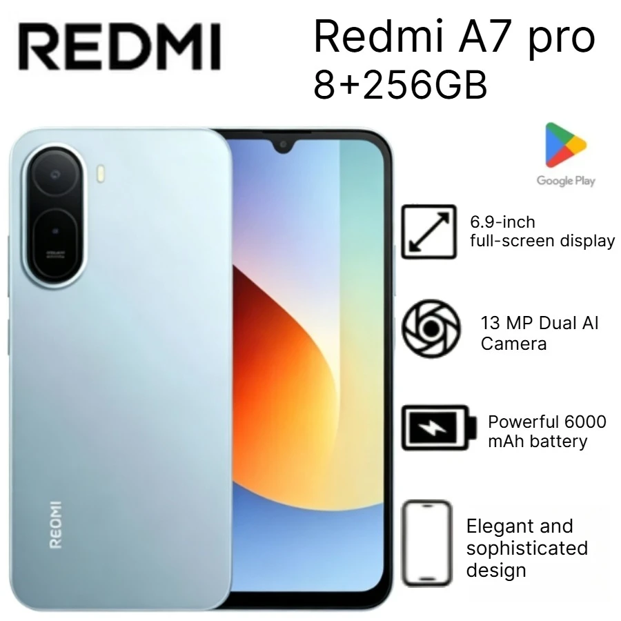 2026 new Redmi A7 Pro 6.9 Inch LCD Display 120Hz Peak Brightness 810 Nits 6300 mAh Large Battery HyperOS Android 15 Mobile Phone