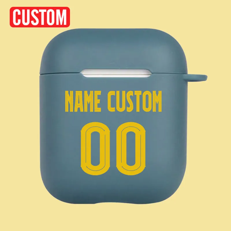 كرة القدم كرة القدم اسم رقم جيرسي حافظة مخصصة لابل Airpods 1 2 3 غطاء سيليكون ناعم حافظة شخصية ل Airpods Pro
