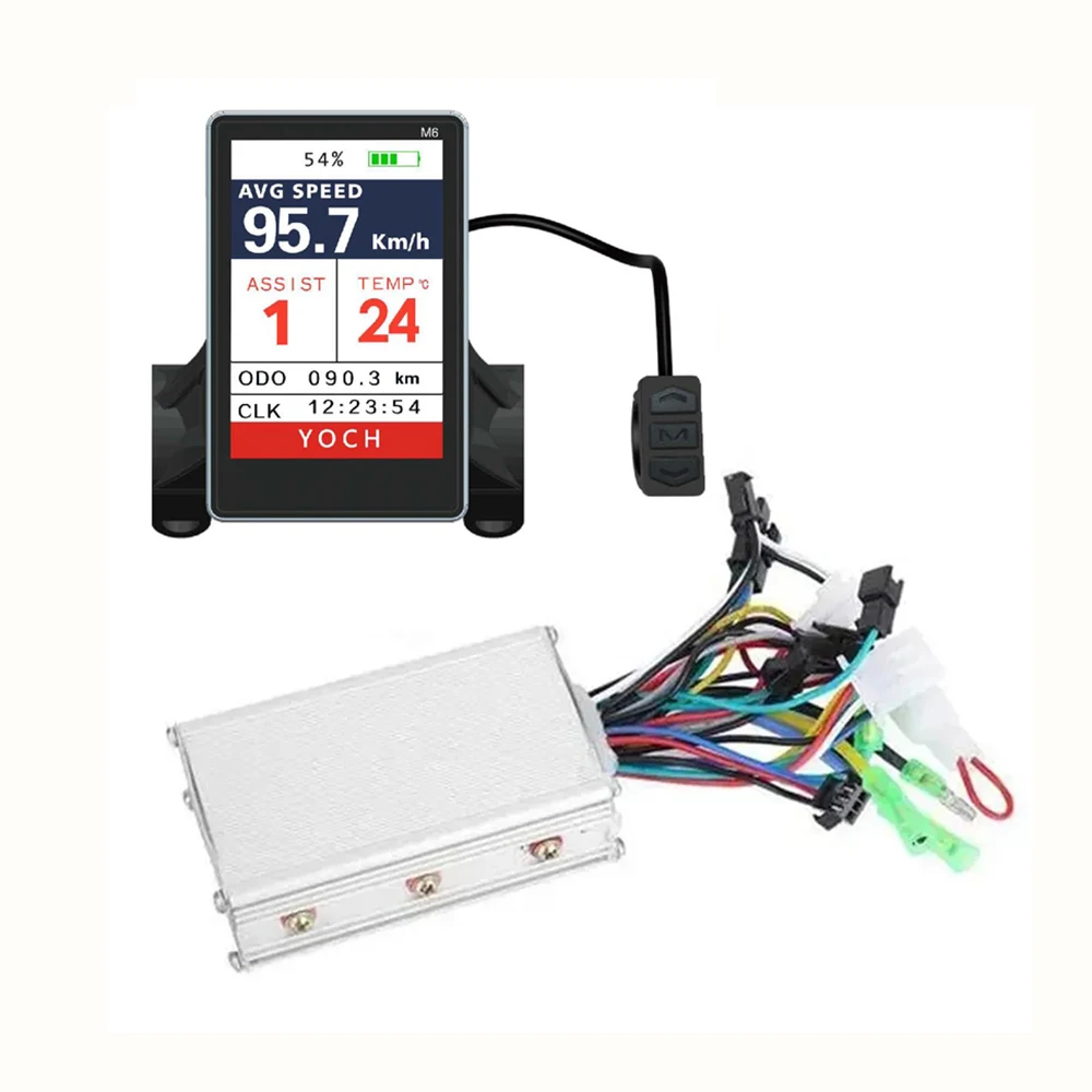 

Электрический велосипедный счетчик M6, цветной ЖК-дисплей, приборная панель, 24 В, 36 В, 48 В, 250 Вт/350 Вт, контроллер двигателя для аксессуаров для электрических скутеров