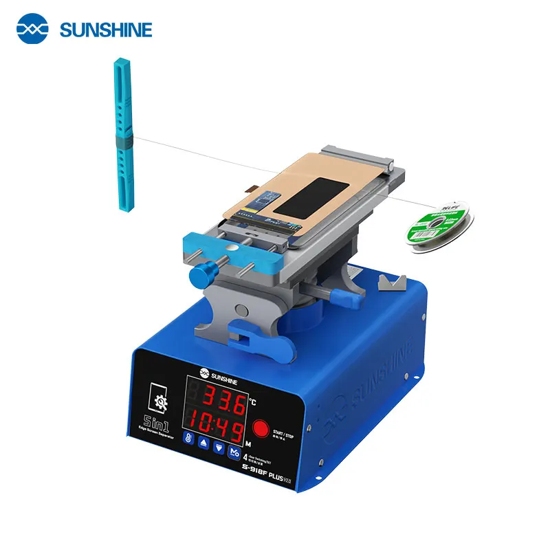 SUNSHINE S918F Plus V20 5in1 AllinOne Screen Separator Machine For Phone Flat Curved Screen Repair Heating Separation Tools