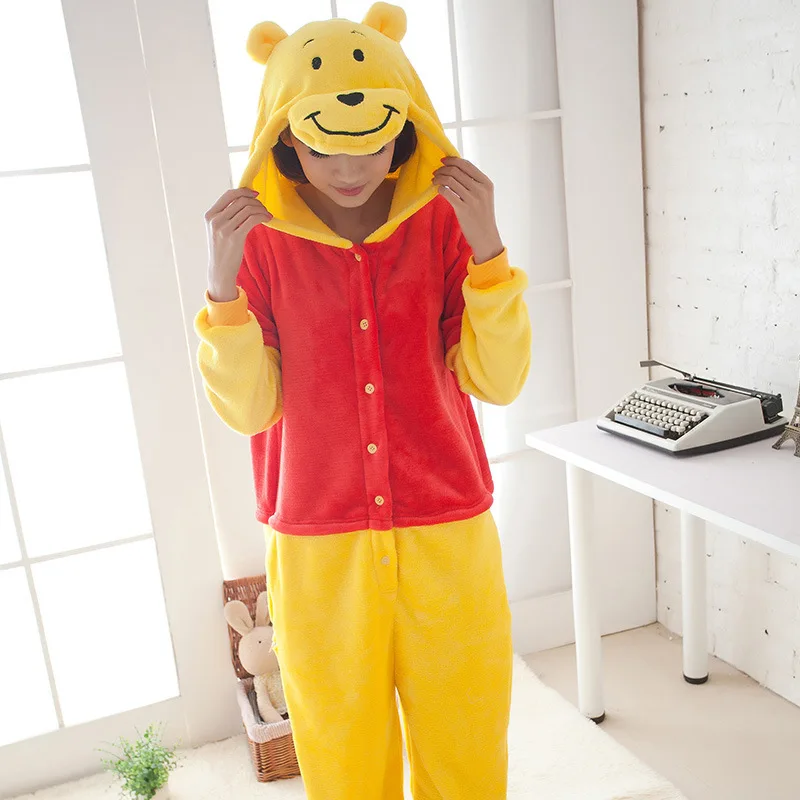 Disney Costume Adults Onesie Pajama Winnie The Pooh Kids Cosplay Anime Figure Pyjamas Fall Winter Home Sleepwear Birthdays Gifts