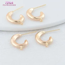 12*17MM 14K Gold Plated Brass C Shaped Stud Earrings High Quality Diy DIY Jewelry Making Finding Accessories