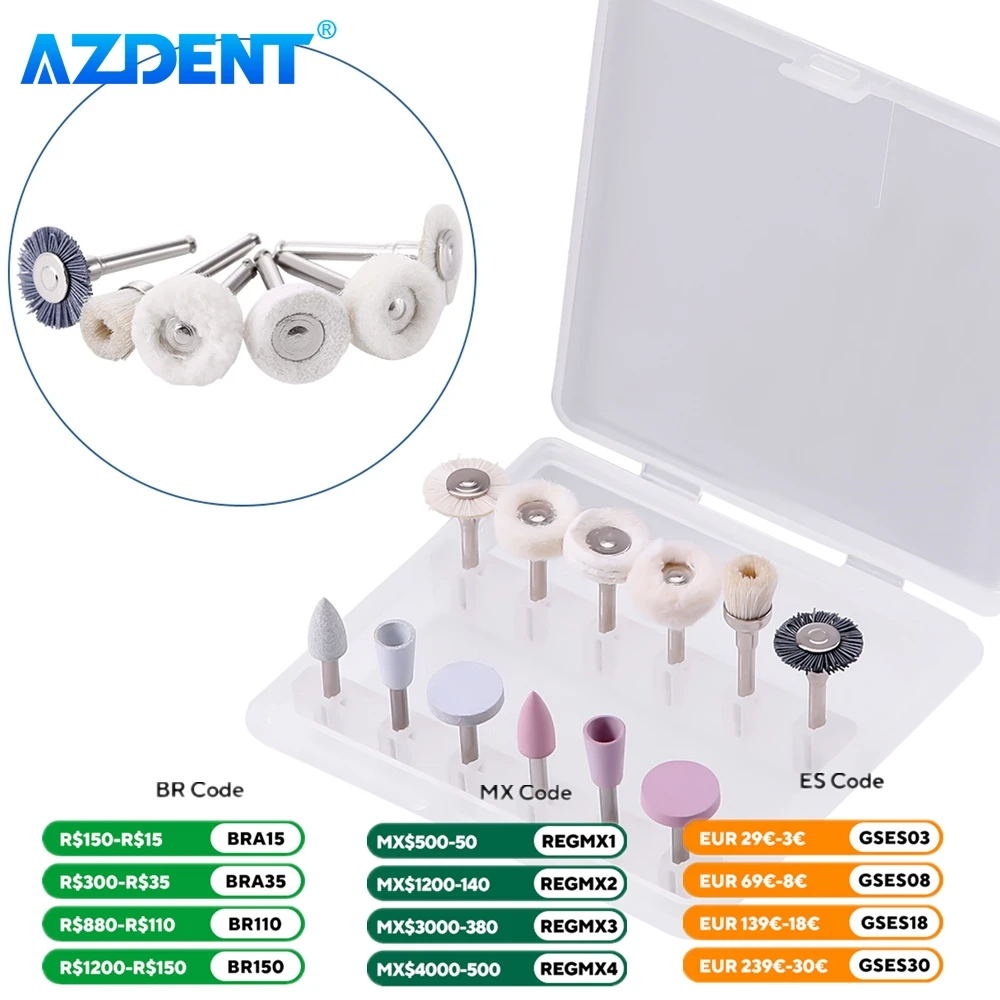 AZDENT 12pcs/Box Dental Composite Polishing Finishing Kit Polisher Silicone RA 2.35mm for Low Speed Hanpiece