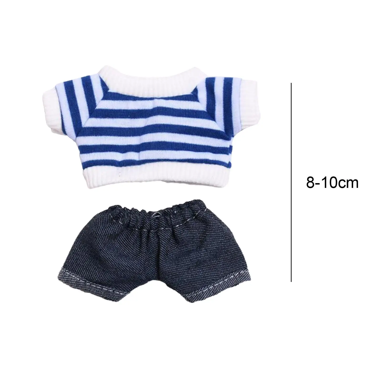 2Pcs Mini Doll Clothes,Doll Clothes Striped Shirt Set,Comfortable Dress up Doll Shorts Set for 17cm Dolls,Kids Age 4-6 8-10