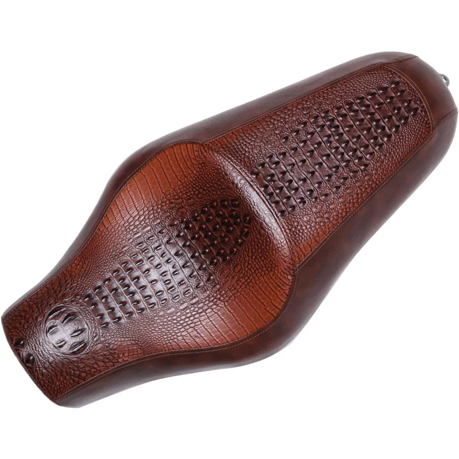 Motorcycle Driver Passenger Seat 2 Up Compatible with Sportster Iron 883 1200 Chopper Bobber Cafe Racer Custom BrownCrocodile