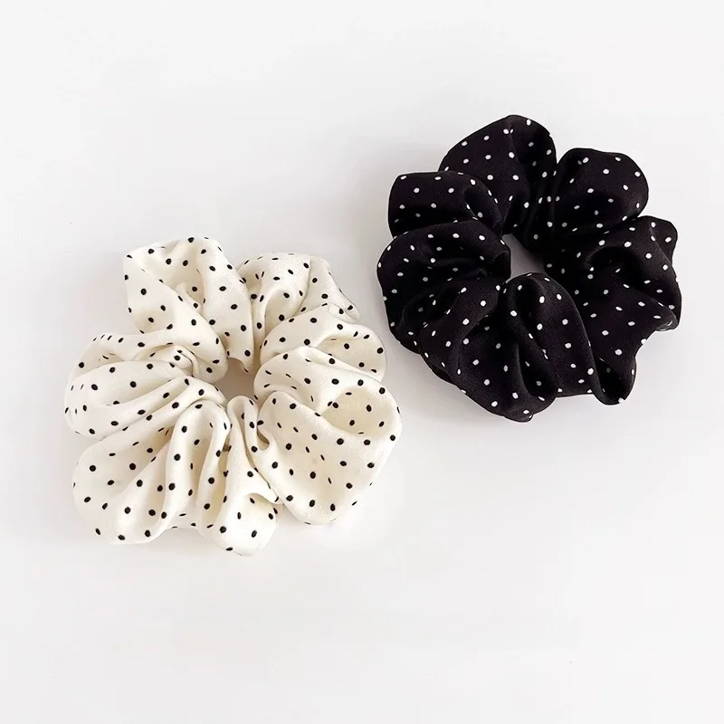 Juego de 2 Lazos para el Cabello Elegantes, Minimalistas, de Seda Sintética, con Puntos Ondulados, Elásticos, para Cola de Caballo, Accesorios para el Cabello para Mujer