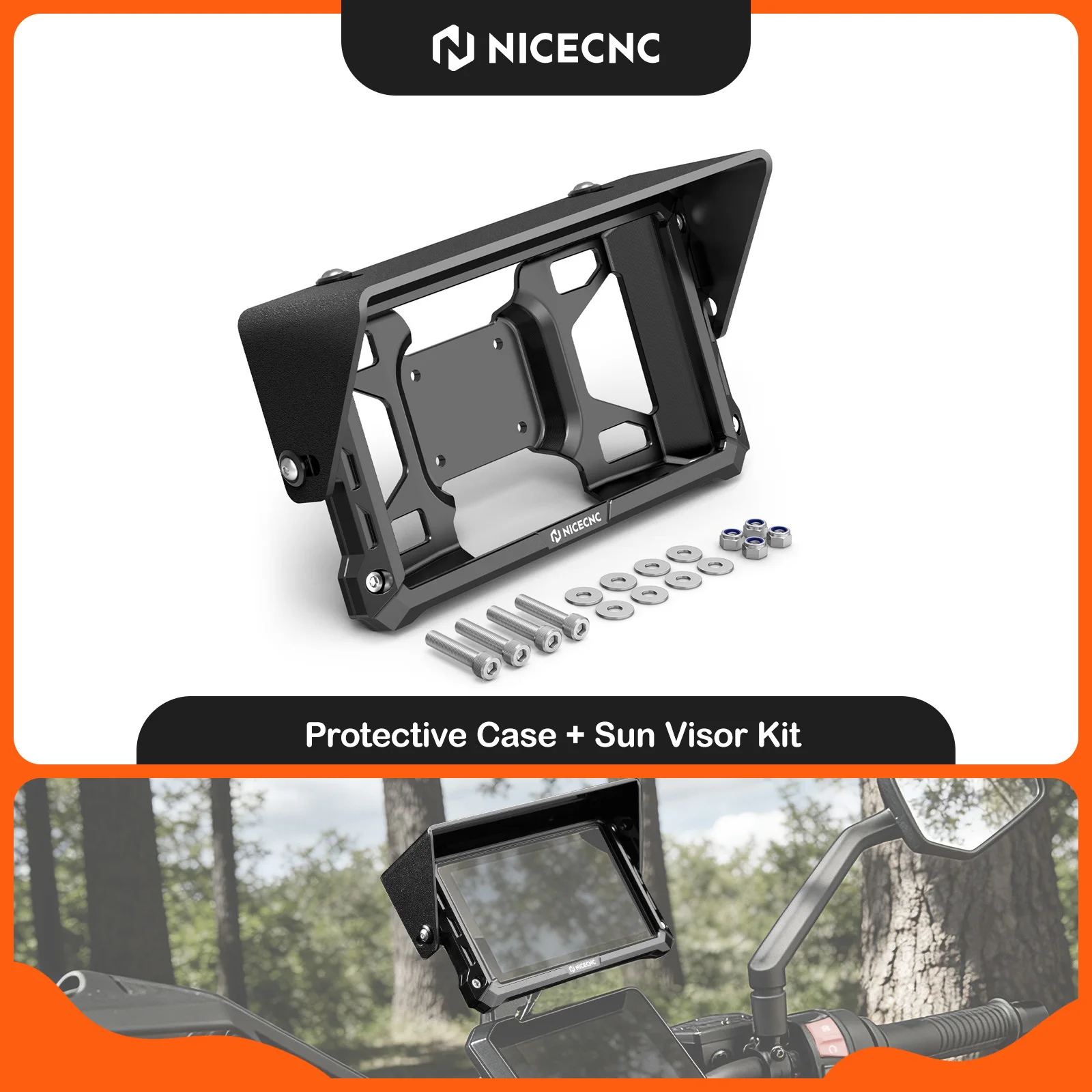 NICECNC For Garmin Zumo XT2 6-inch Protector Case Adjustable Sun Visor Kit For KTM EXC 300 EXC-F 350 790 890 Adventure Duke