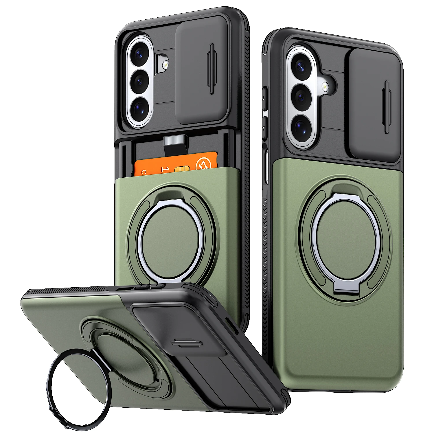 Magnetische Halterung Brieftaschen-Handyhülle für Samsung A57 A37 A27 A17 A07 A56 A36 A26 A16 A55 A35 mit Schiebe-Kameraschutz