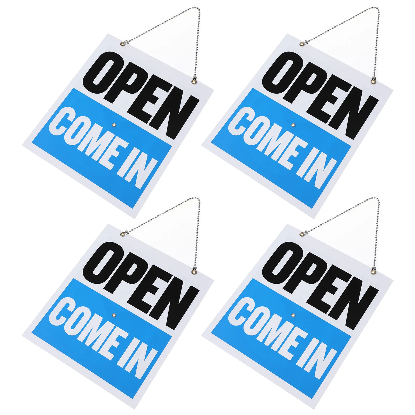 4pcs Reversible Business Hours Sign – Open/Closed Plastic Door Window Display with Adjustable Clock, Back Soon Sign
