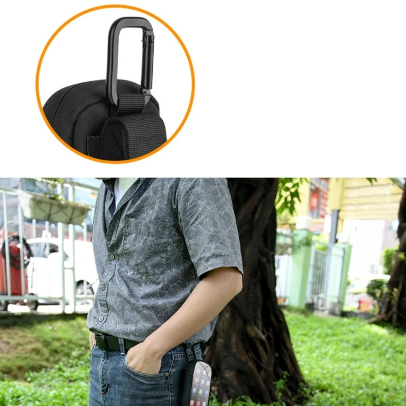 MP3/MP4 Portable Storage Bag with Carabiner and Sticker Tape Convenient Clear Window for Direct Operation Anti bump Bags