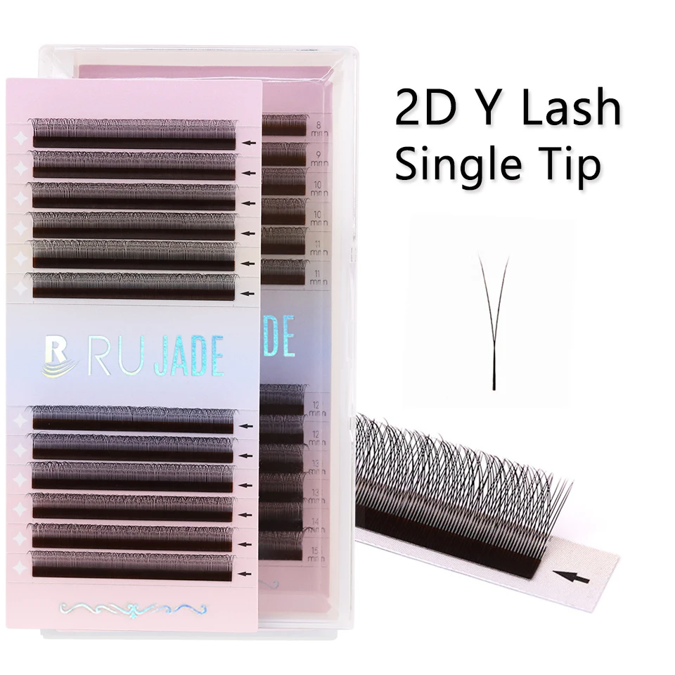 ขนตาปลอมแบบเส้นต่อเส้น Rujade รุ่นใหม่ 2D รูปทรงตัว Y สำหรับต่อขนตา 3D 4D รูปทรงตัว W ขนตาปลอมคุณภาพพรีเมียมแบบเส้นต่อเส้น ตาข่ายตาข่ายไขว้สำหรับแต่งหน้า
