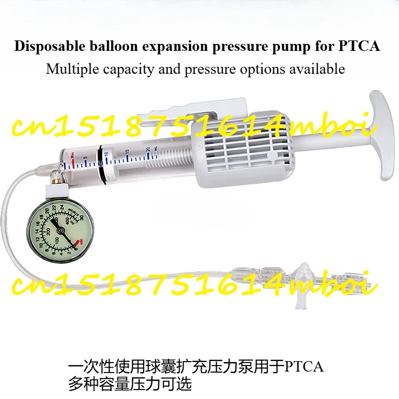 

One Time Expansion Balloon Pressure Pump with Pusher for PTCA Pressurization Balloon Expansion Pressure Pump