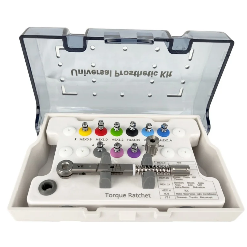 Dental Implant Torque Wrench Kit Square Head Ratchet Quadrilobe Osstem Dentium MultiBrand Restoration Box Adapter MR DEN