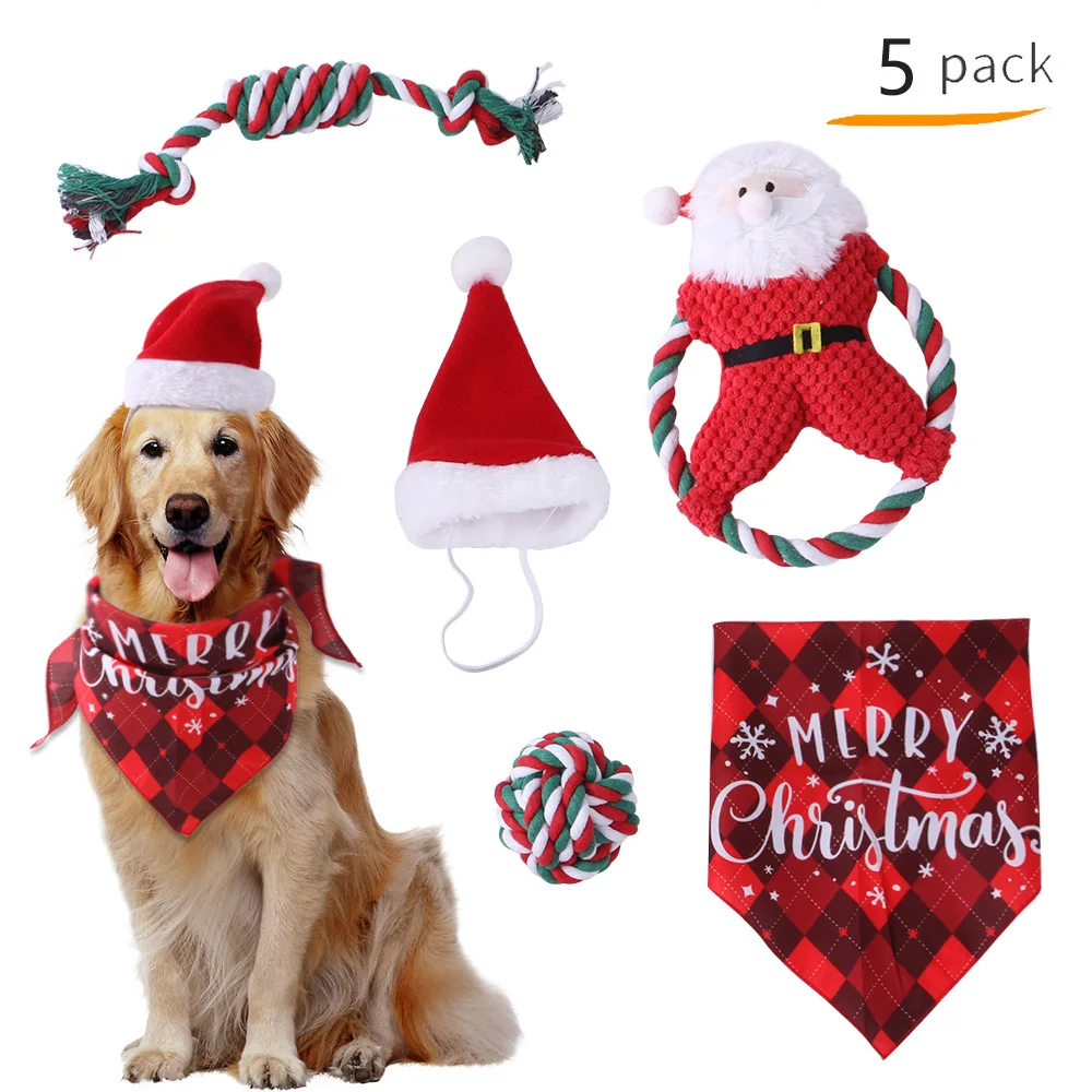 Gifts For Your Baby Pets New pet Christmas supplies set molars cotton rope pet clothing pet toys combination