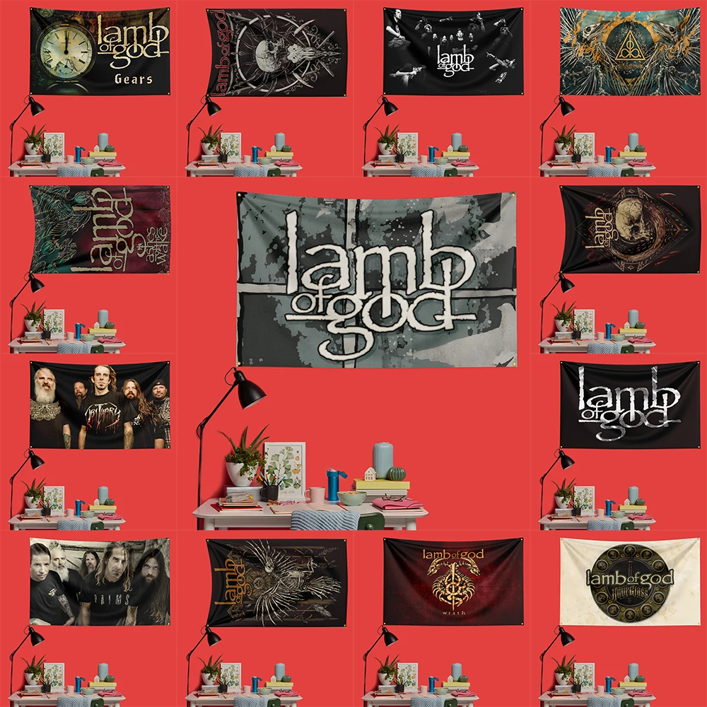 Lamb Of God Inspired Rock Music Flag 3x5 FT 90x150cm Polyester Decorative Banner Tapestry For Music Fans Bedroom Wall Decoration