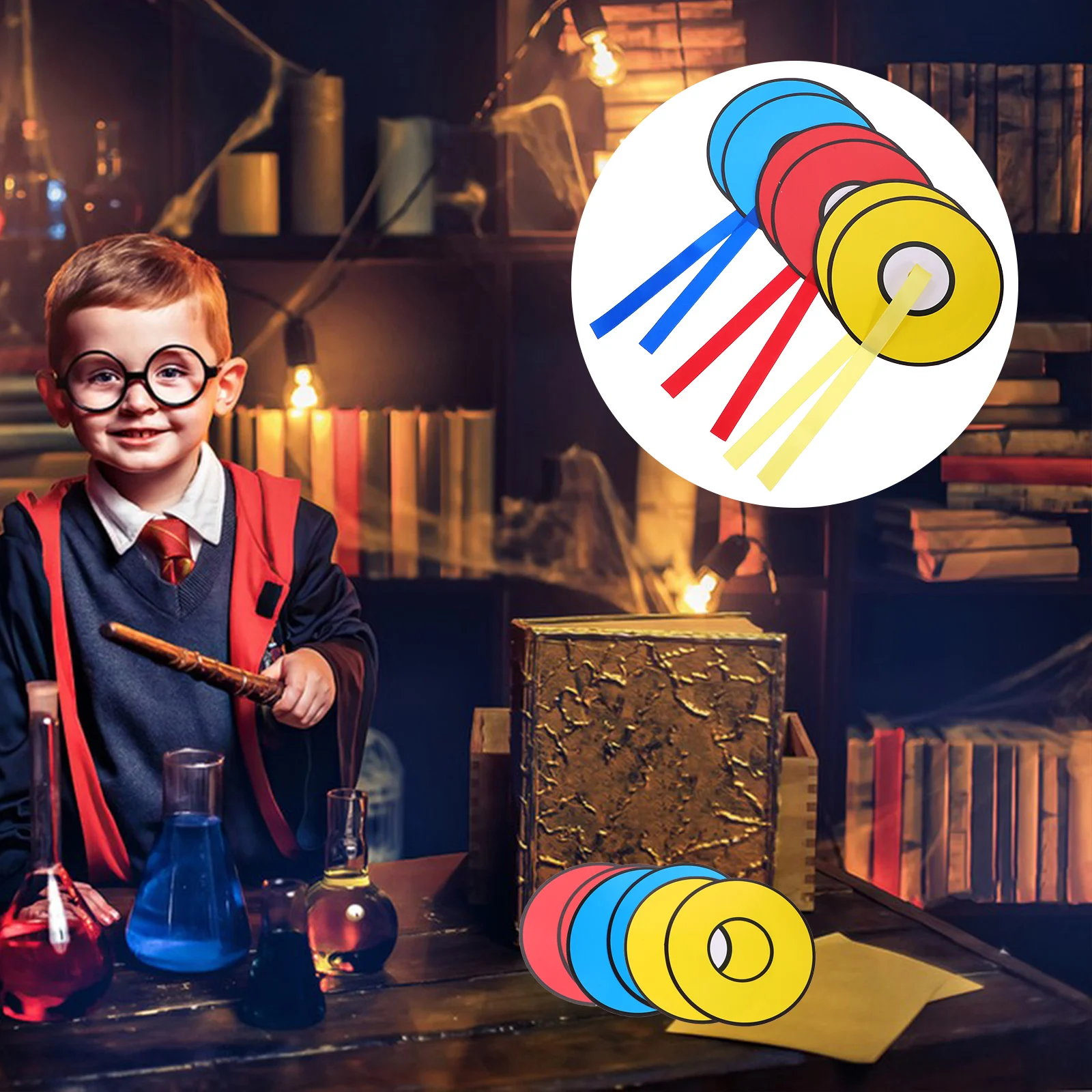 

2 Sets Props Color-changing Student Magician Performance CD Paper Trick Decor