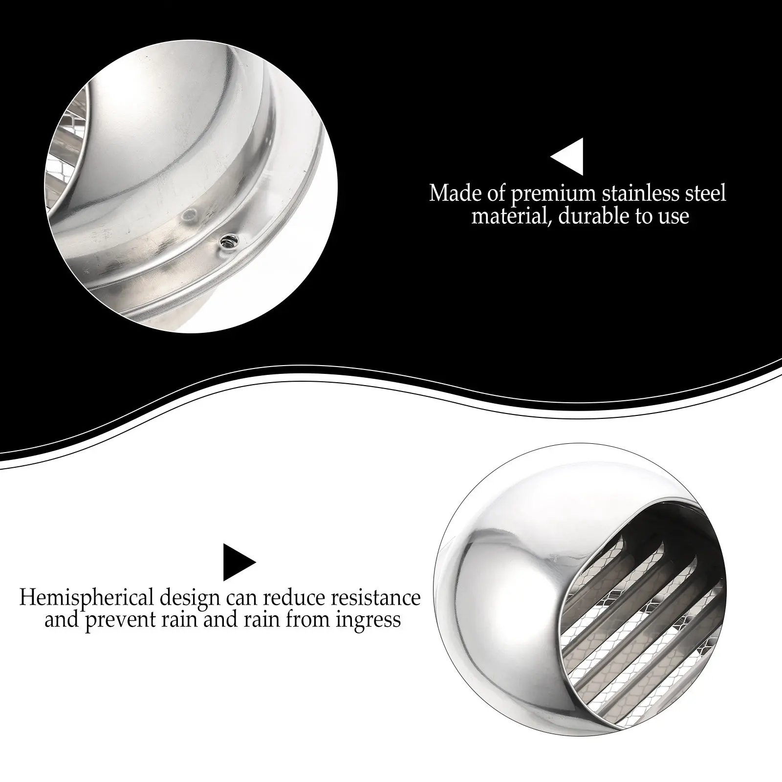 1Pcs 304 Stainless Steel Vent Cap Hemispherical Design Oil Fume Blockage Solution Rainproof Exhaust Air Vent Cover
