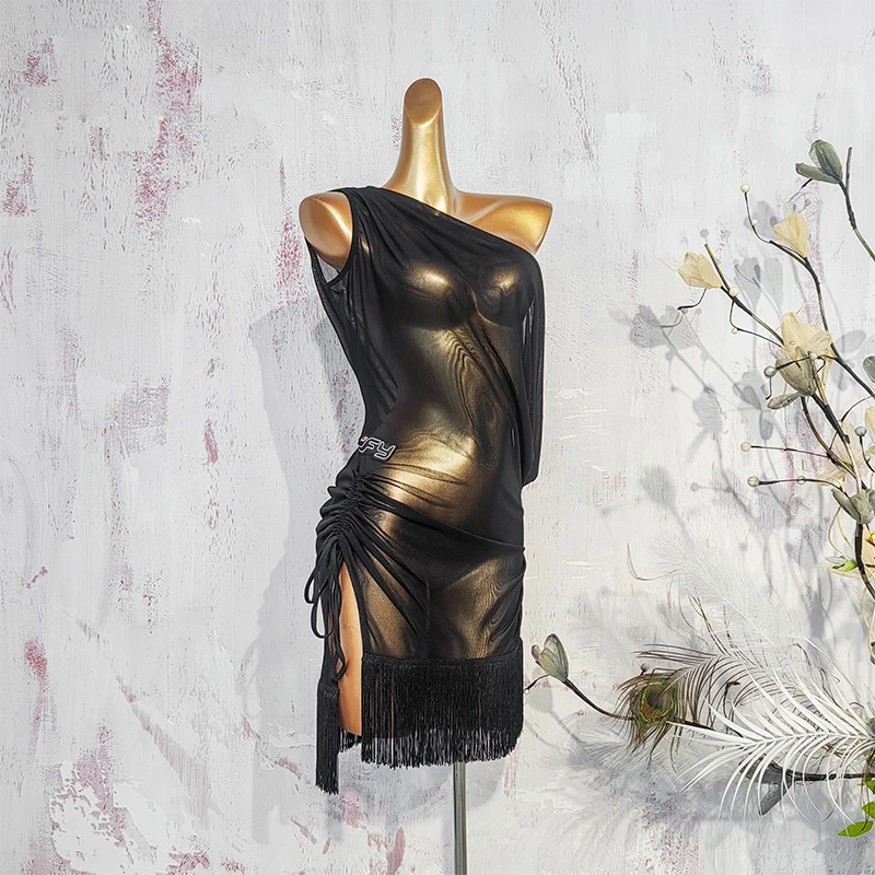 ラテンダンススーツ 女の子用 2025 パーティー プロム スカート パーティー ドレス エレガント レディース フリンジ ミディ 衣装 練習 スポーツ コスチューム
