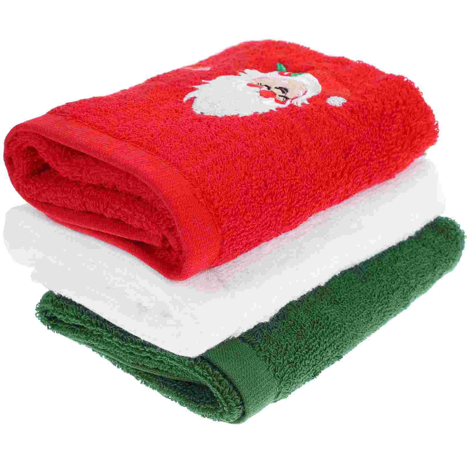 

3 Pcs Sage Green Towels Christmas Black Microfiber Cotton Bath Dish Washing Washcloth