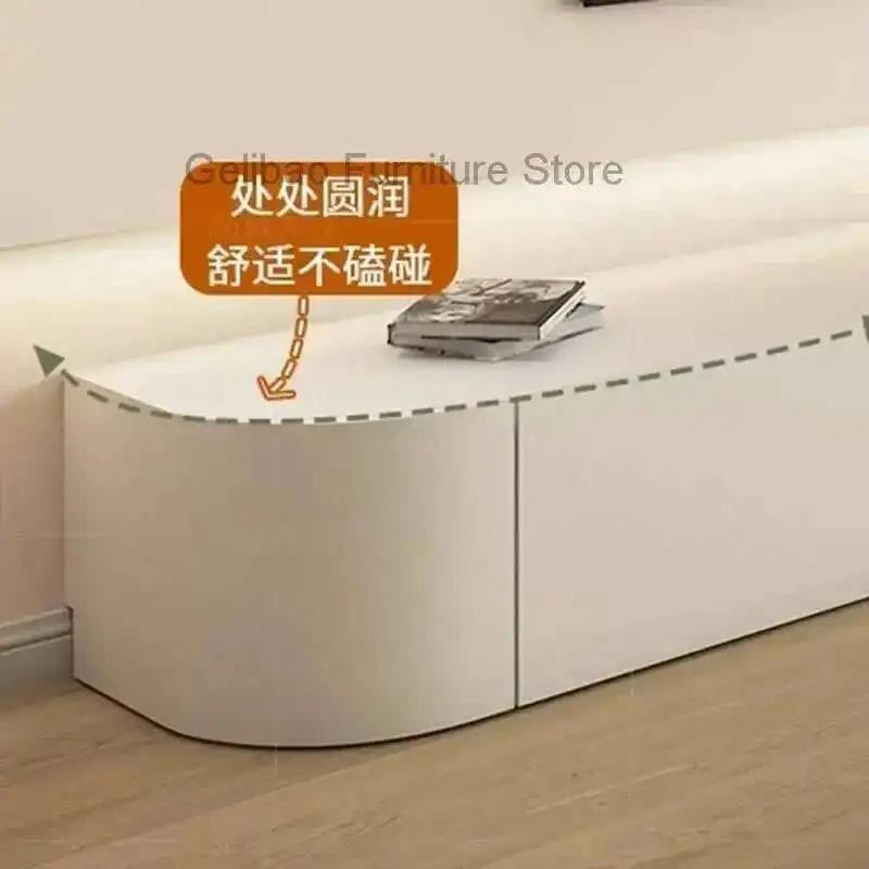 أدراج وحدة تحكم بيضاء الحد الأدنى من حامل تلفاز خزانة جمالية من الخشب الصلب حامل تلفاز خزانة تخزين ديكورات تلفزيون Mueble