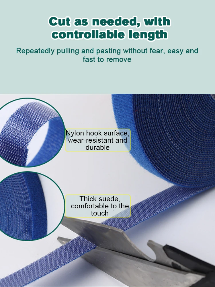 Cable Ties Reusable Adhesive Hook Loop Bundle Fastener Nylon Strap Organizer Self Clip Holder Management Straps Wire Tie