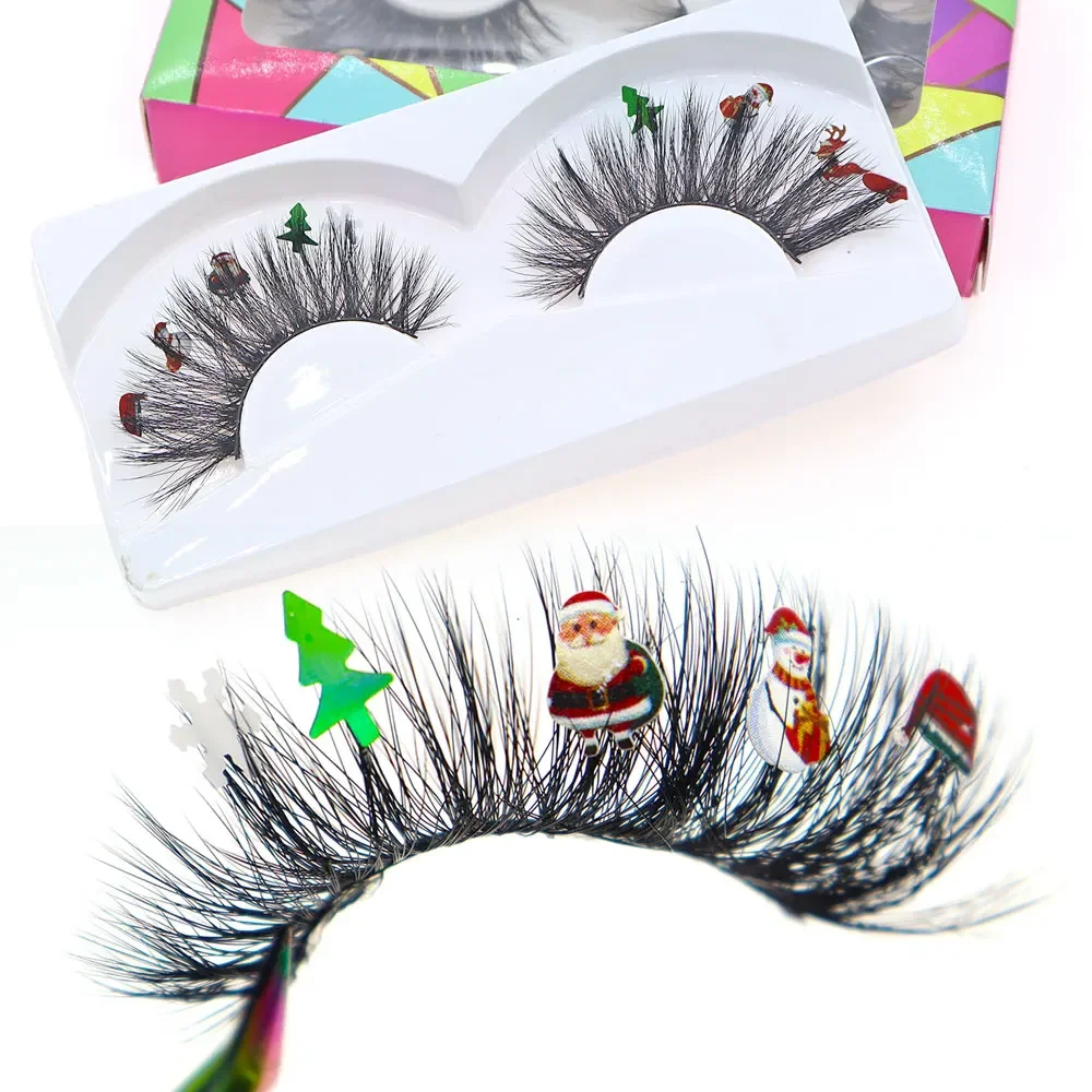 AMSDCN One Pair Macaron Butterfly Glitter False Eyelashes with Curling Russian Lift for Halloween And Christmas Festive Makeup