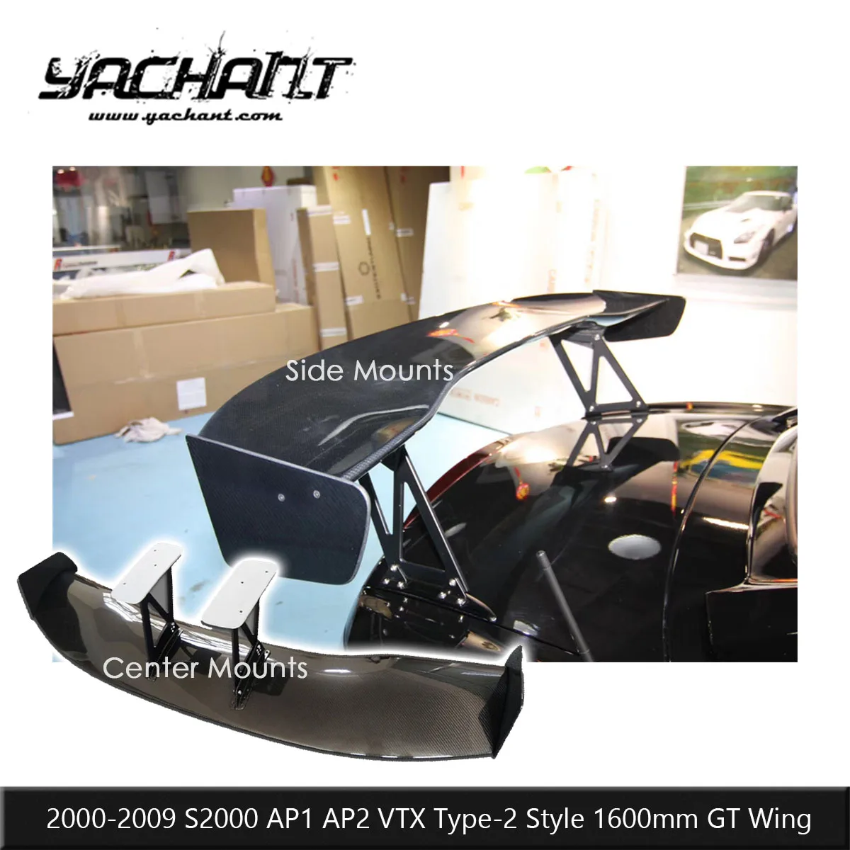 Carbon Fiber VTX Type-2 Style 1600mm GT Wing Fit For 2000-2009 S2000 AP1 AP2 Roadster Aerodynamic Balance Rear Aero System