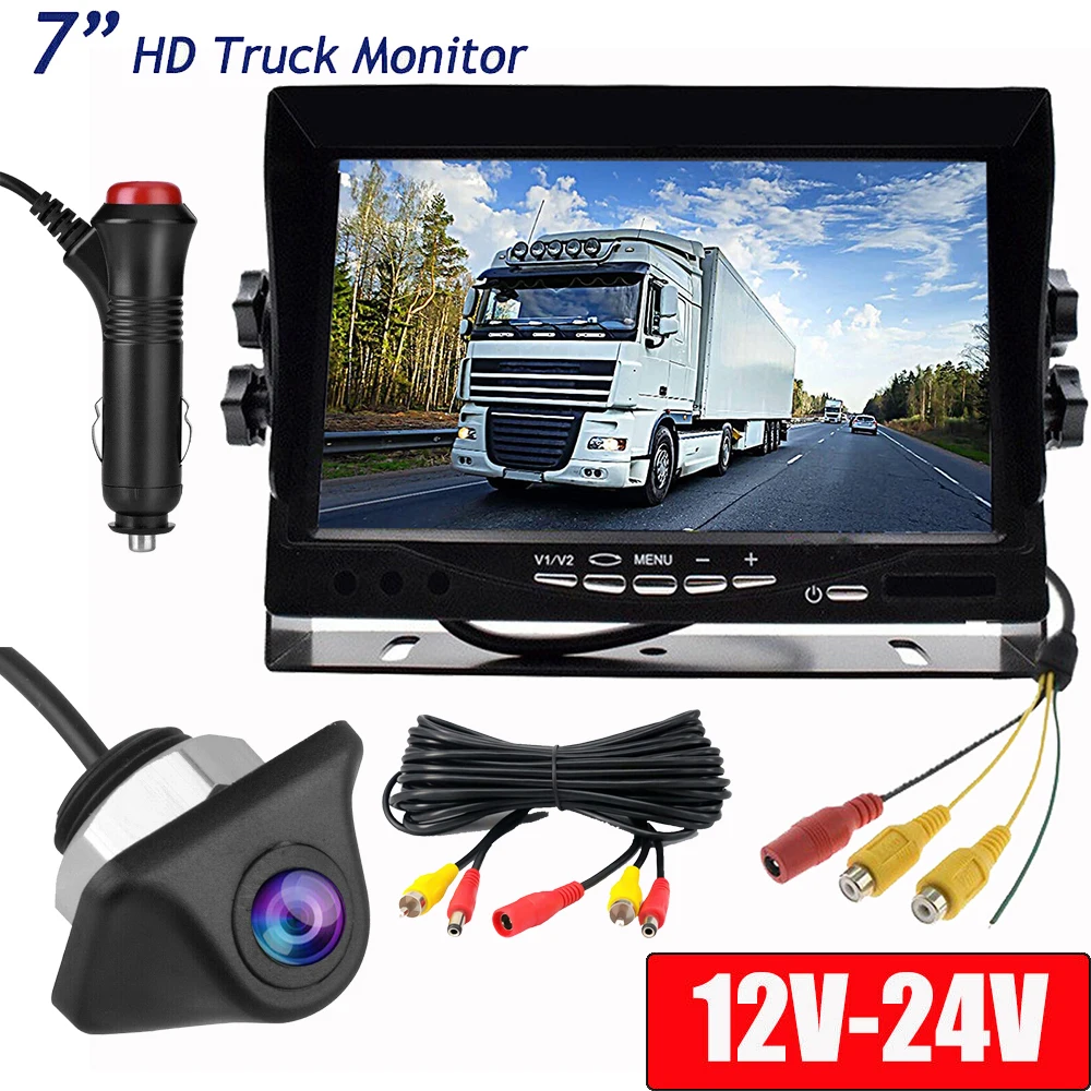 

7"Monitor +Wire Rear View Backup Camera Night Vision System For RV Truck Bus Parking Rearview Easy Installation Car Acesssories